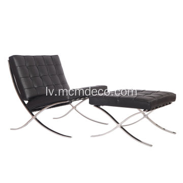 Melna ādas knoll Barcelona krēsls ar Osmaņu